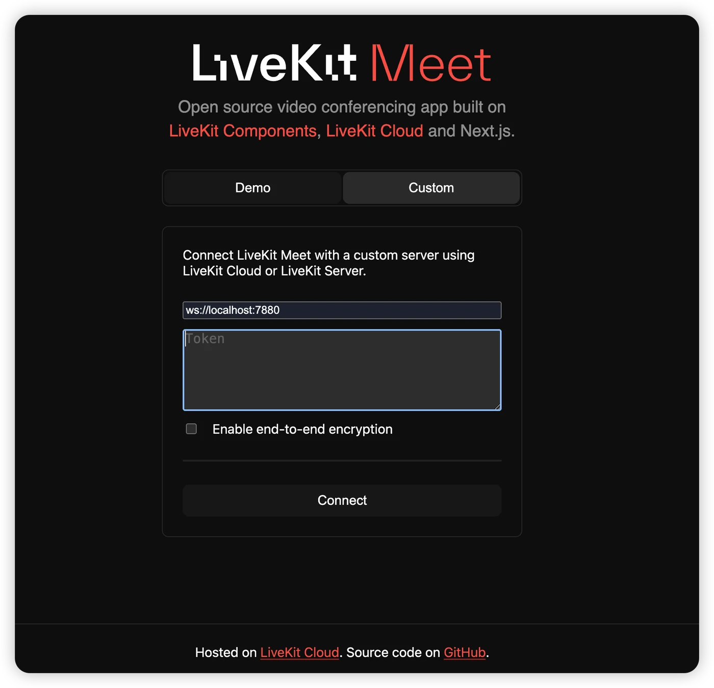 LiveKit Meet 自定义接入页面